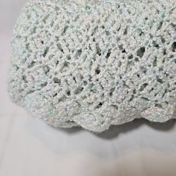 Handmade Crochet Blanket 40x40 Soft Lacy Afghan Pastel Baby Heirloom Cozy Throw - Picture 7 of 17